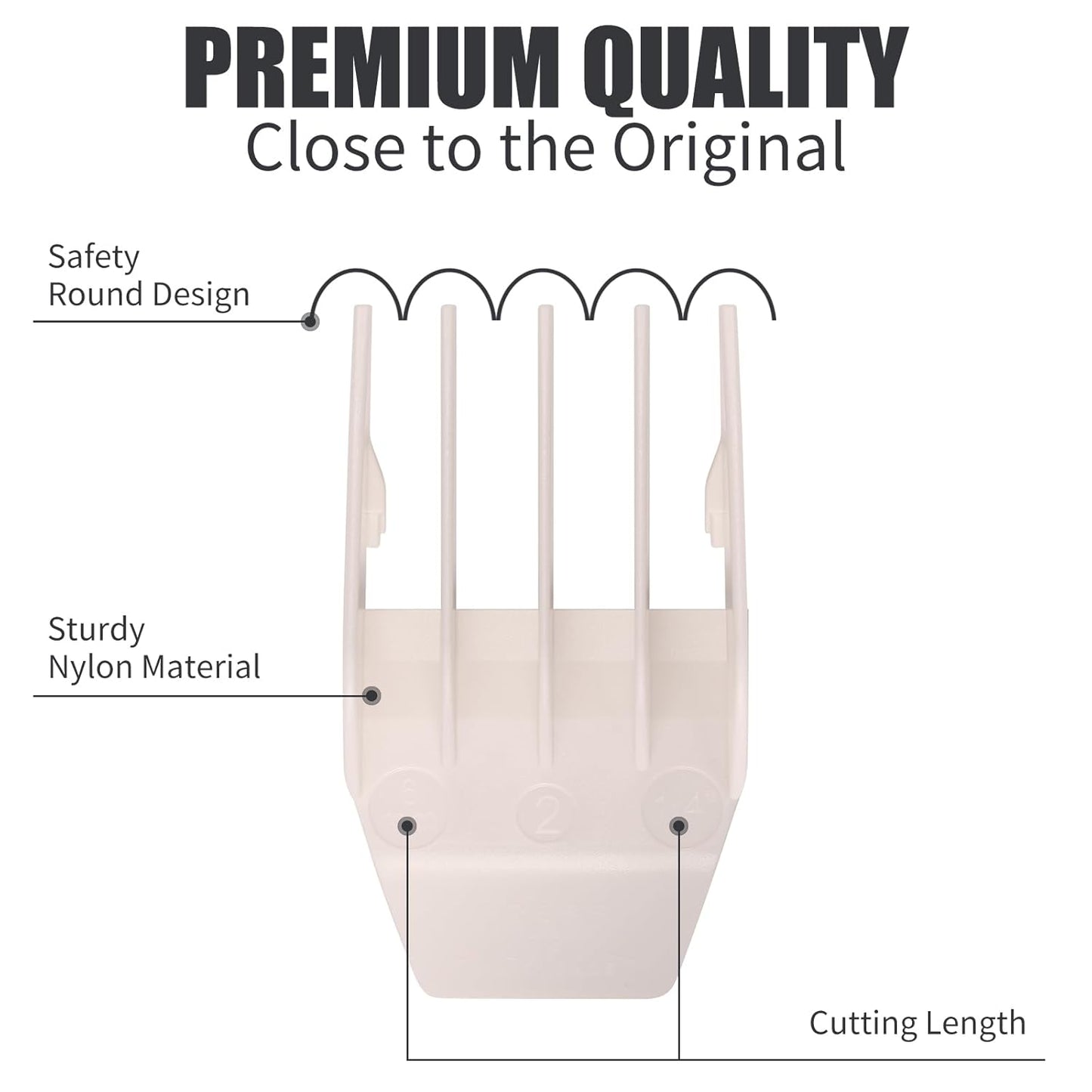 Wahl Peanut Clipper Guards Set - Professional Replacement Guides, 1/8" to 1/2", 4-Piece, White