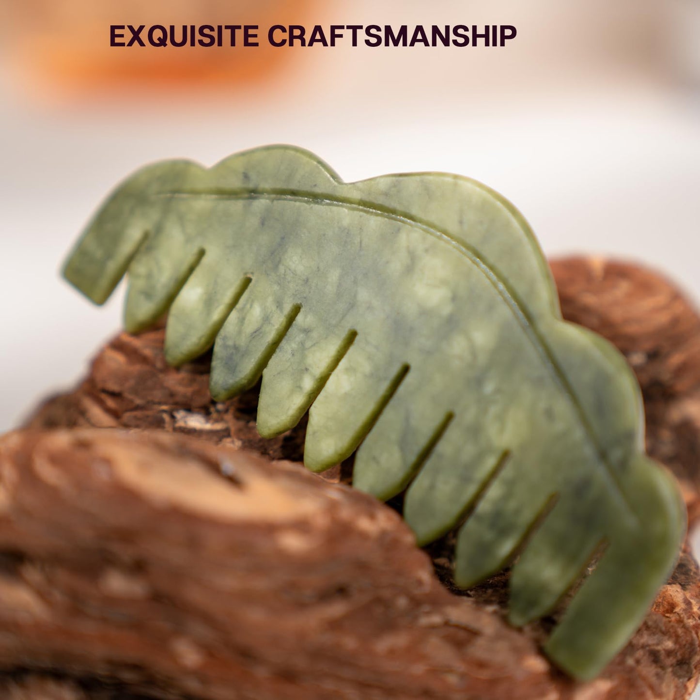 VRAIKO Natural Jade Comb Head Massager, Scalp Massage Comb and Gua Sha Scraping Tool, Meridians Massage Tool for Head Caring and Relaxation (Serpentine)