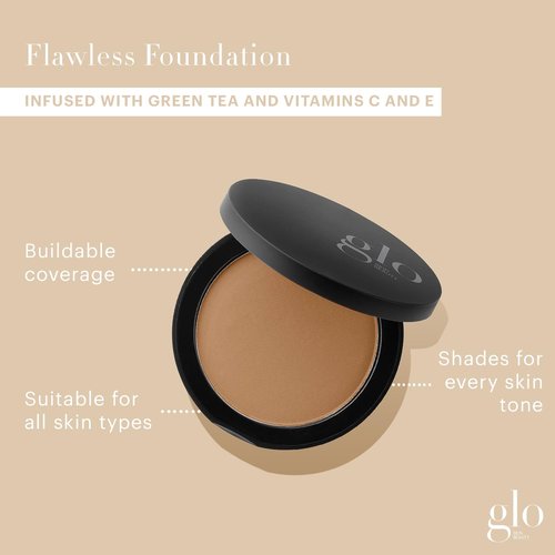 Glo Skin Beauty Pressed Powder Foundation - Buildable Sheer to Full Coverage, Chestnut Light | Long-Wear Makeup Compact