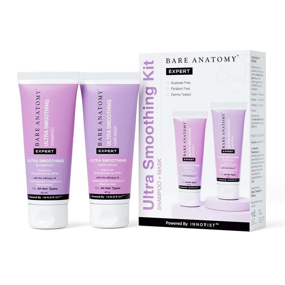 Bare Anatomy Ultra-Smoothing Shampoo & Hair Mask Travel Pack - Deep Conditioning & Frizz Control | 40ml Each