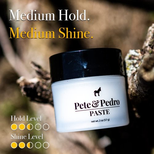 Pete & Pedro Hair Paste - Medium Hold & Shine Styling Cream for Men | Semi-Matte Finish, 2 oz.
