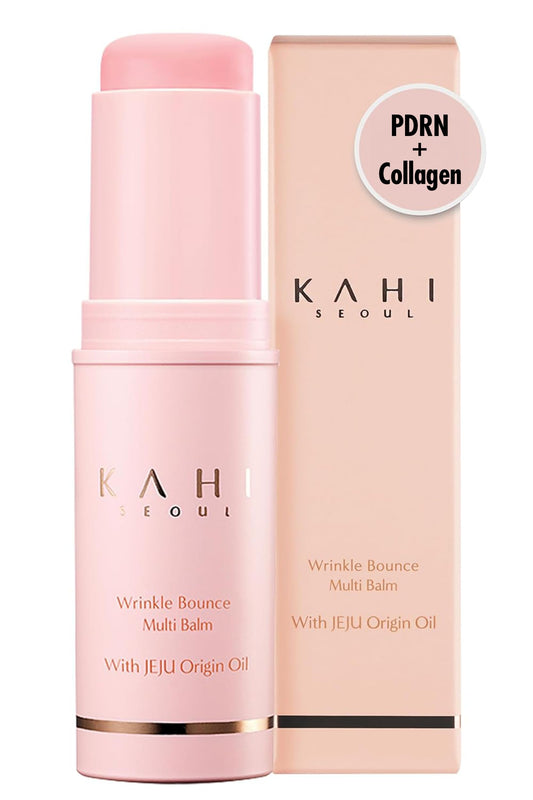 KAHI Wrinkle Bounce Multi Balm Stick | PDRN Collagen Wrinkle Stick | All-in-One Hydrating Lip Balm Eye Cream Neck Cream Make Up Base & Face Mist Moisture Balm | Daily Face Moisturizer