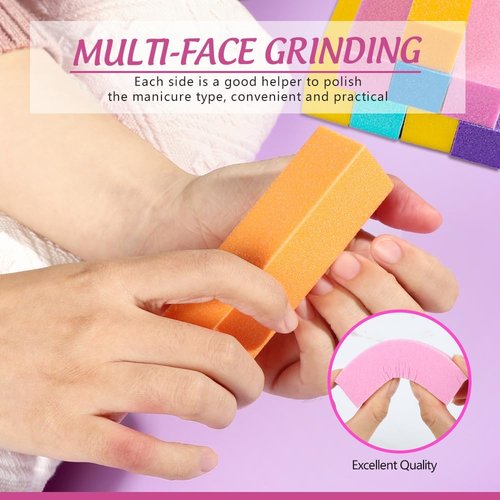 FANDAMEI Nail File Kit - 20PCS Professional Buffers & 7-Way Files for Perfect Manicure | 100/180 Grit