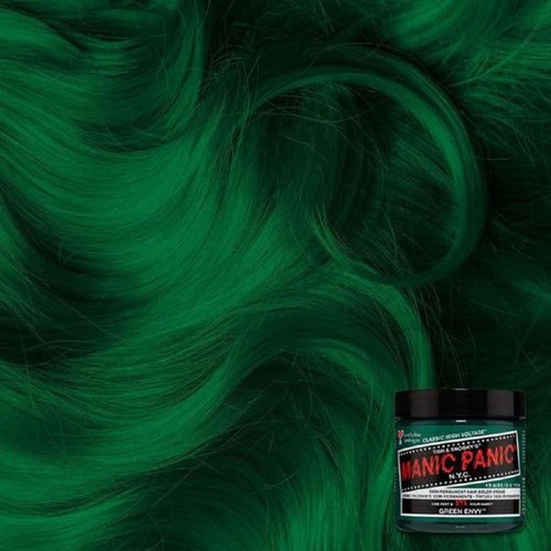 Manic Panic Classic Green Envy Hair Color - Emerald Green Semi-Permanent Dye for All - Vegan & Cruelty-Free (4oz)