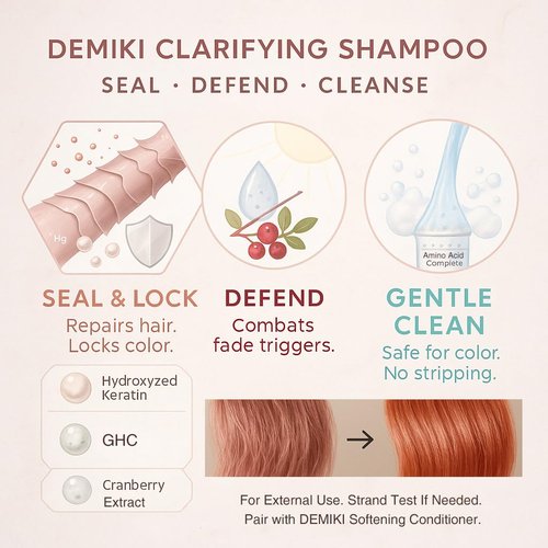 DEMIKI Shampoo for Women,Japanese Shampoo for Oily Hair, Sulfate Free & Paraben Free, Keratin Care,Organic Rose Scent, Clarifying,Moisturizing, Volumizing Hair Care, Anti Dandruff 450ml,16oz