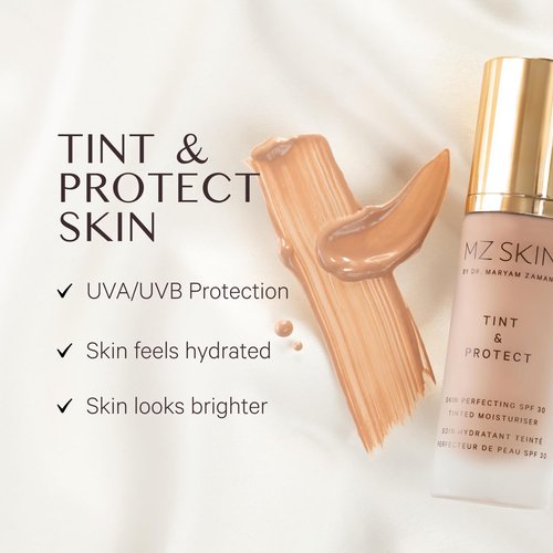 MZ SKIN Tint & Protect Tinted Moisturizer SPF 30 - Hydrating Formula with Hyaluronic Acid & Vitamin C, 1.01 fl oz