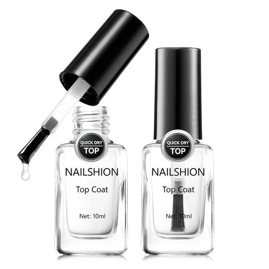 Skiennix Clear Nail Polish - Glossy Top Coat for High Shine Finish | 2 Pack, Quick Dry, Vegan, No Chip