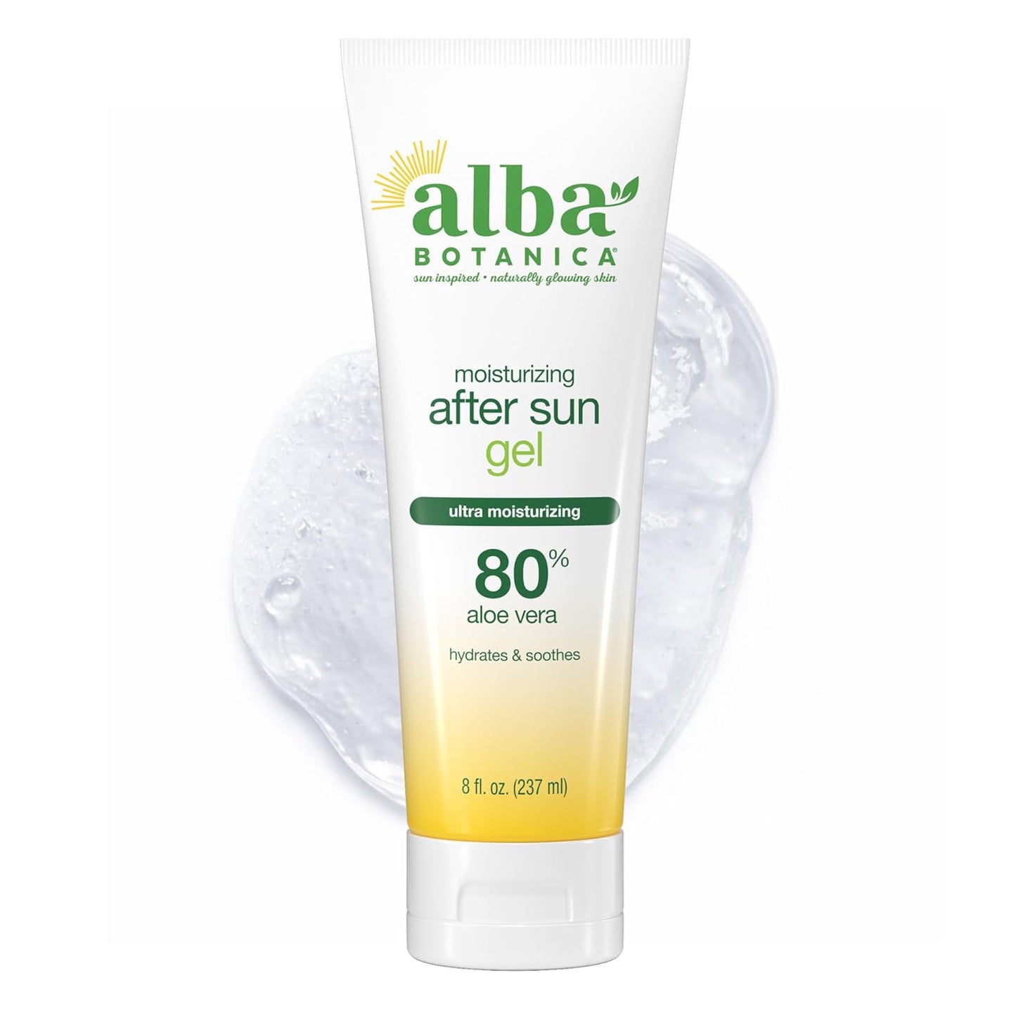 Alba Botanica Aloe Vera Gel - Cooling After Sun Treatment for Face & Body - 8 fl. oz. Tube