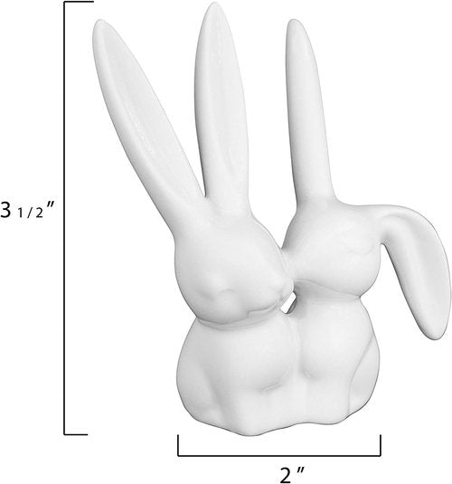 Creative Co-Op Ceramic Bunny Rabbits Ring Holder - Charming Home Decor for Jewelry Display