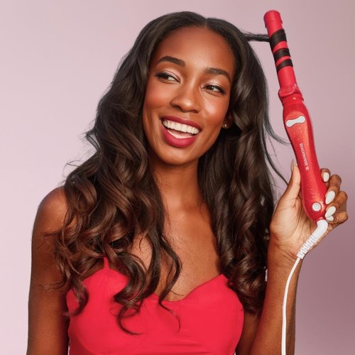 Beachwaver Co. B1 Rotating Curling Iron - Red Glitter | Automatic 1-Inch Ceramic Design | Travel-Friendly with Auto Shut-Off