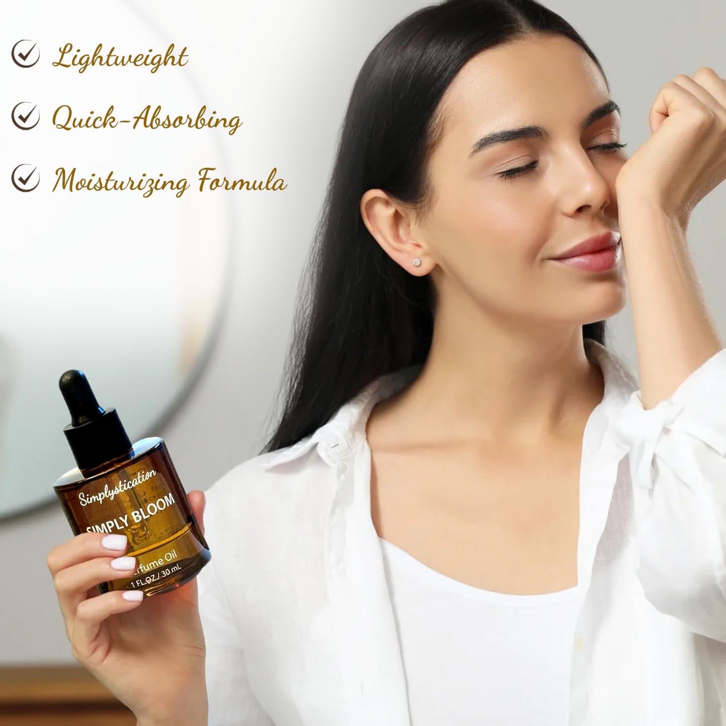 Simplystication Simply Bloom – Alcohol-Free Skin Parfum for Women – Inspired by Gcci Bloom – Long-Lasting, Hydrating Eau de Parfum with MCT Liquid Coconut Oil – 1 oz (30 ml Dropper)