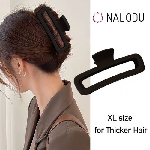 Nalodu Hair Claw Clips 5 Inch Unbreakable Square Rectangle Clip Clamp Neutral Colors for Thick Curly Long Hair Women - 2 Pack