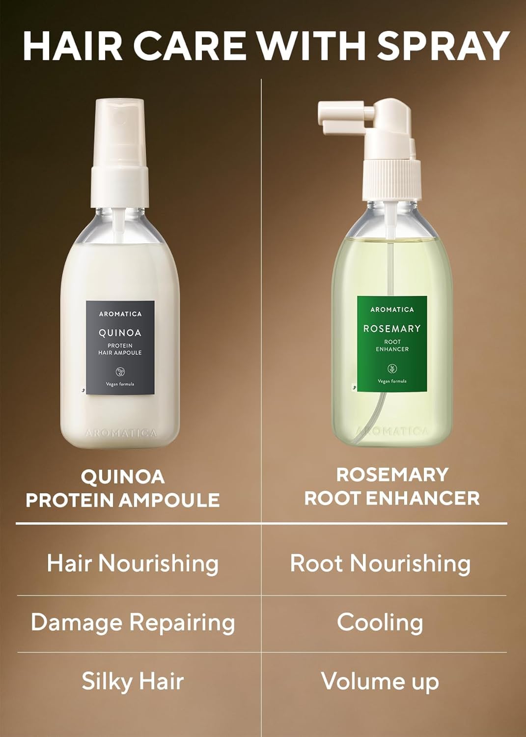 AROMATICA Quinoa Protein Hair Ampoule 3.38 fl. Oz - Vegan Hair Serum for Silky, Nourished Hair | Silicone-Free Formula