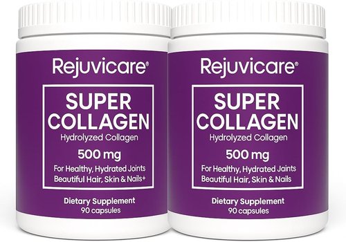 Rejuvicare Super Collagen - Hydrolyzed Collagen Peptides for Hair, Skin & Nails | 180 Capsules, 2 Pack