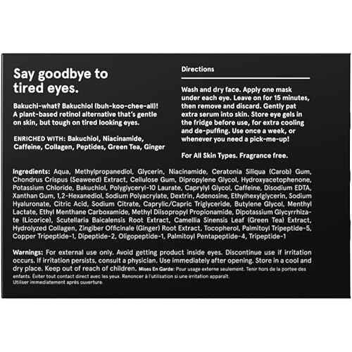 BRO MASK Under Eye Patches for Men Skin Care | Cooling Eye Masks for Dark Circles and Puffiness, Anti Aging Hydrogel Pads with Bakuchiol, Caffeine & Niacinamide, Eye Bags Treatment for Men (6 Pairs)