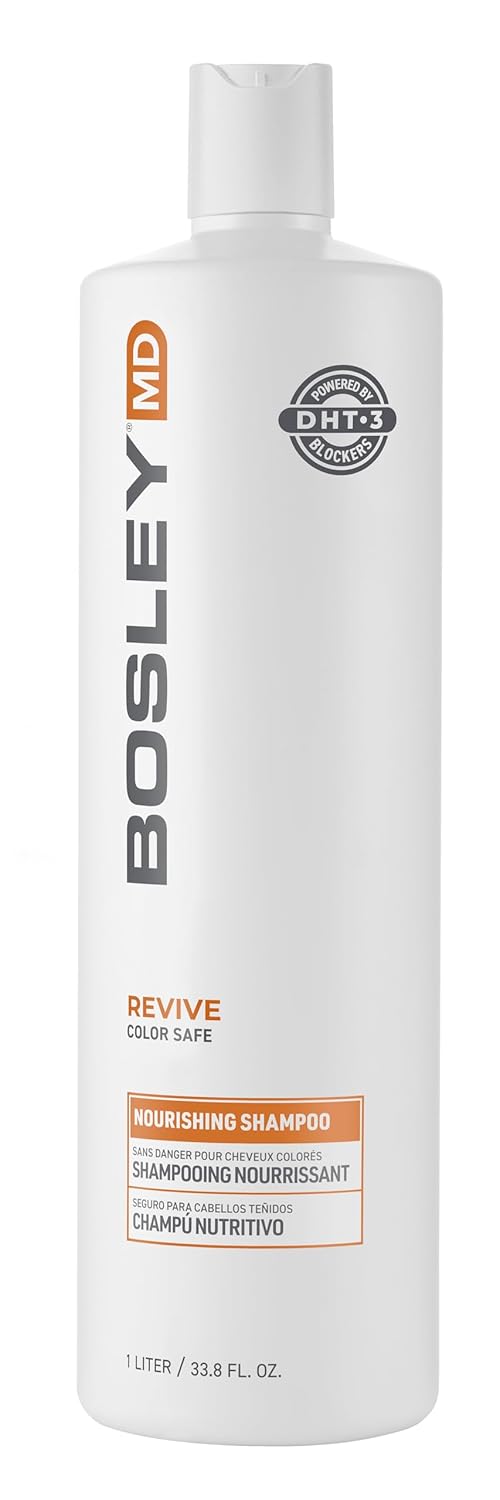 BosleyMD BosRevive Nourishing Shampoo for Thinning Hair - DHT Blocker, Sulfate-Free Vegan Formula with Biotin & Rosemary - 33.8 Fl Oz