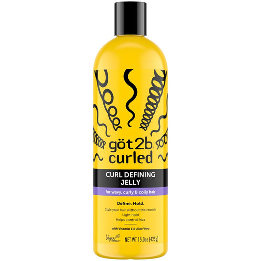 Got2B Curl Defining Jelly - 15 Fl Oz Vegan Curl Gel for Wavy & Curly Hair | 72-Hour Frizz Control