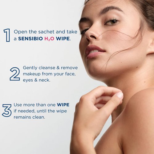 Bioderma Sensibio H2O Cleansing Wipes - Gentle Makeup Remover for Sensitive Skin | 25 Wipes