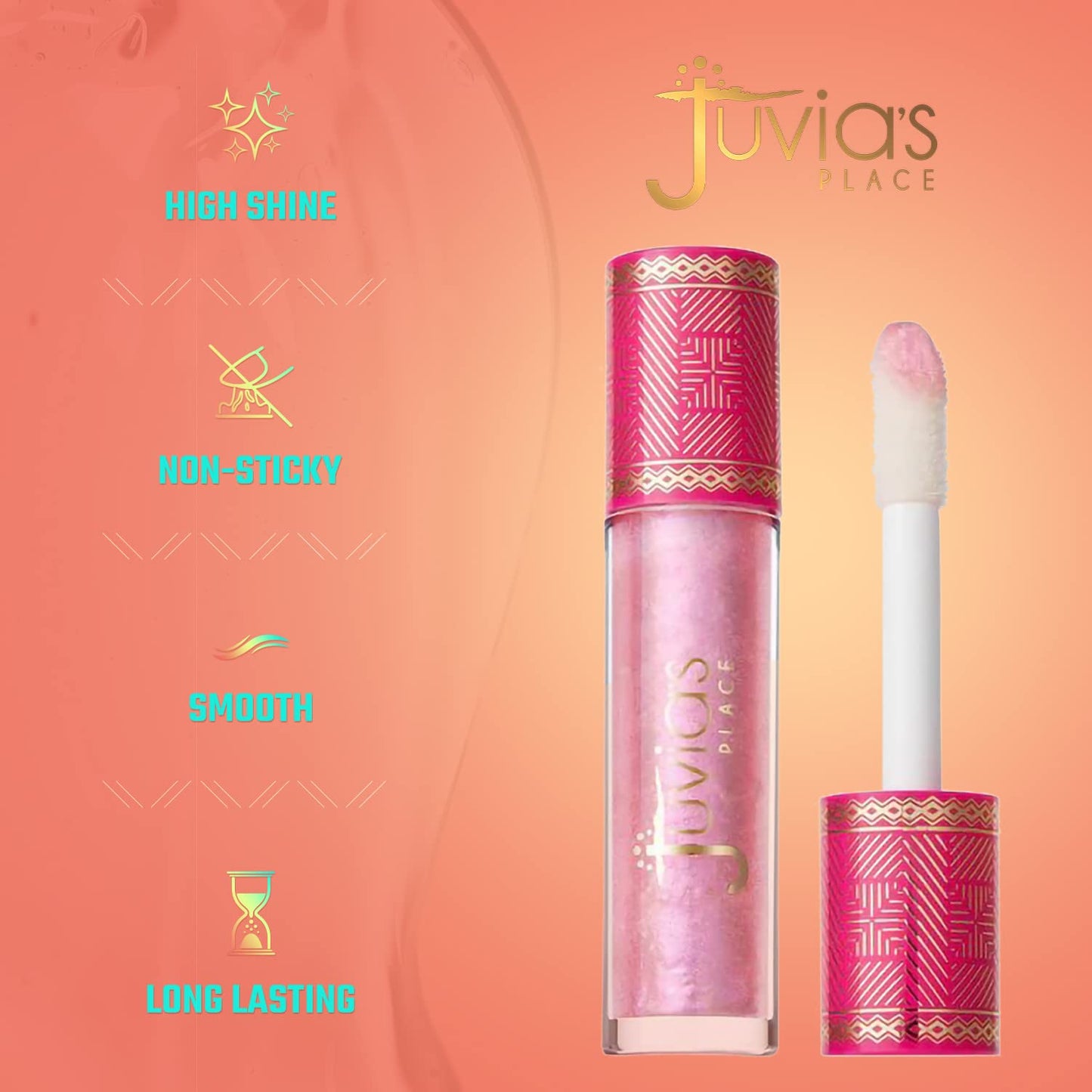 Juvia's Place Lip Gloss So Glazed - Clear, Pink Shimmer, 16 oz, Plump, Glides on Richly Glossy and Smooth, Long Lasting Non-Sticky Luscious High Shine