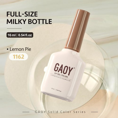 GAOY Pastel Gel Nail Polish, 16ml Soak Off Gel Polish, UV Light Cure for Nail Art DIY Manicure at Home, 1162 Lemon Pie