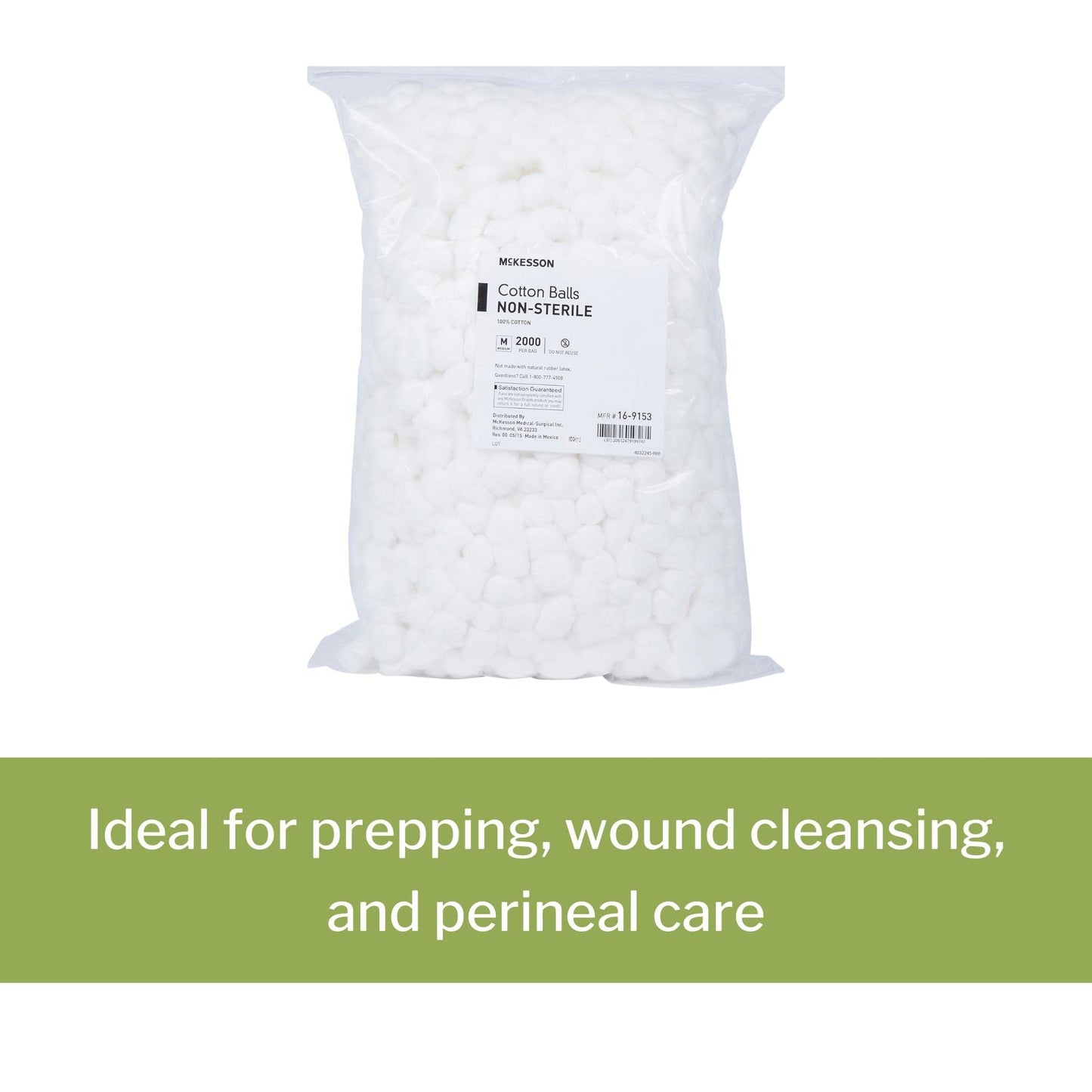 McKesson Cotton Balls [4000 Count] Bulk, 100% Pure Cotton Balls for Face, Nail Polish Remover, Makeup, Medium, 2000 Count, 2 Boxes