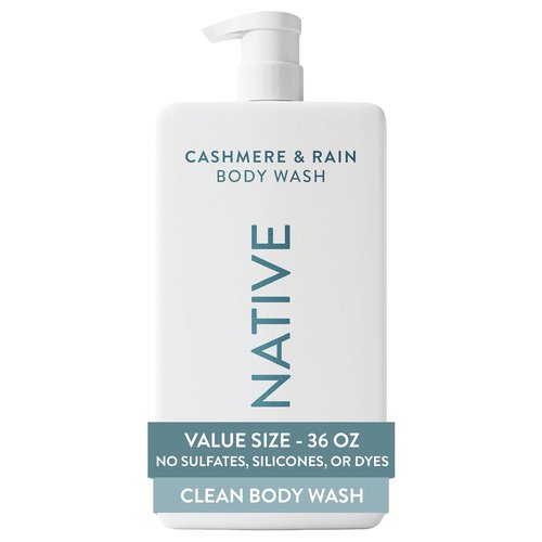 Native Body Wash - Cashmere & Rain Scent - 36 oz Pump Bottle - Sulfate-Free & Gentle for All Skin Types