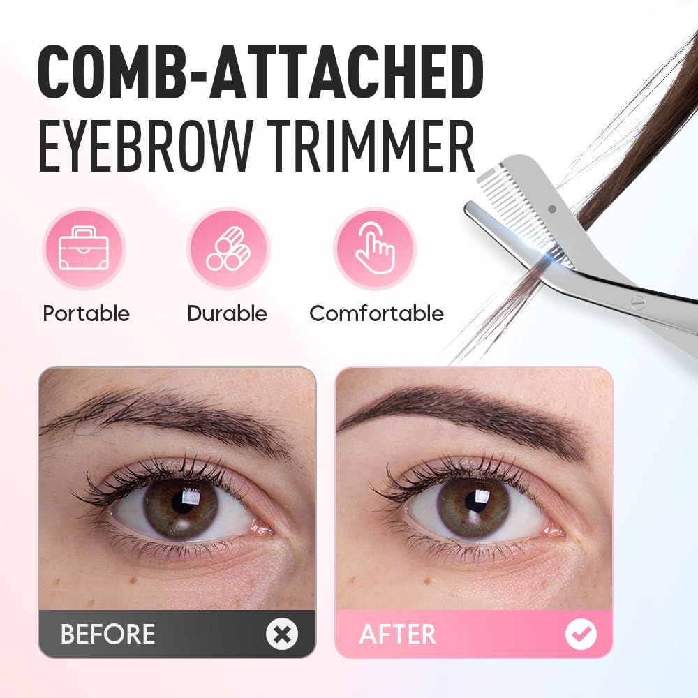 Eyebrow Comb Trimmer-Scissors, 2025 New Eyebrow Scissors with Comb Brow and Brush, Eyebrow Trimmer for Men and Women Trimmer Scissors for Precise Eyebrow Shaping (A-1Pcs)