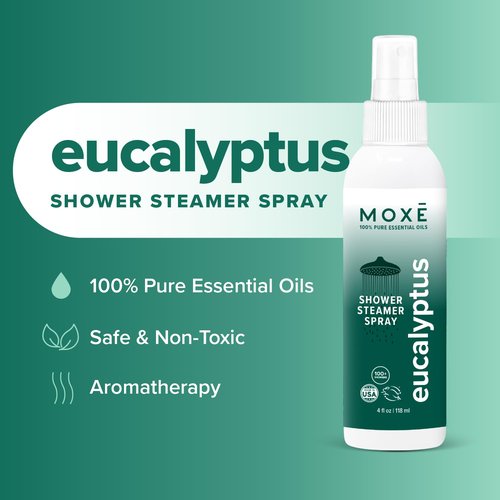 MOXĒ Eucalyptus Oil Shower Mist - Natural Aromatherapy Spray for Sinus Relief | 4 Ounces