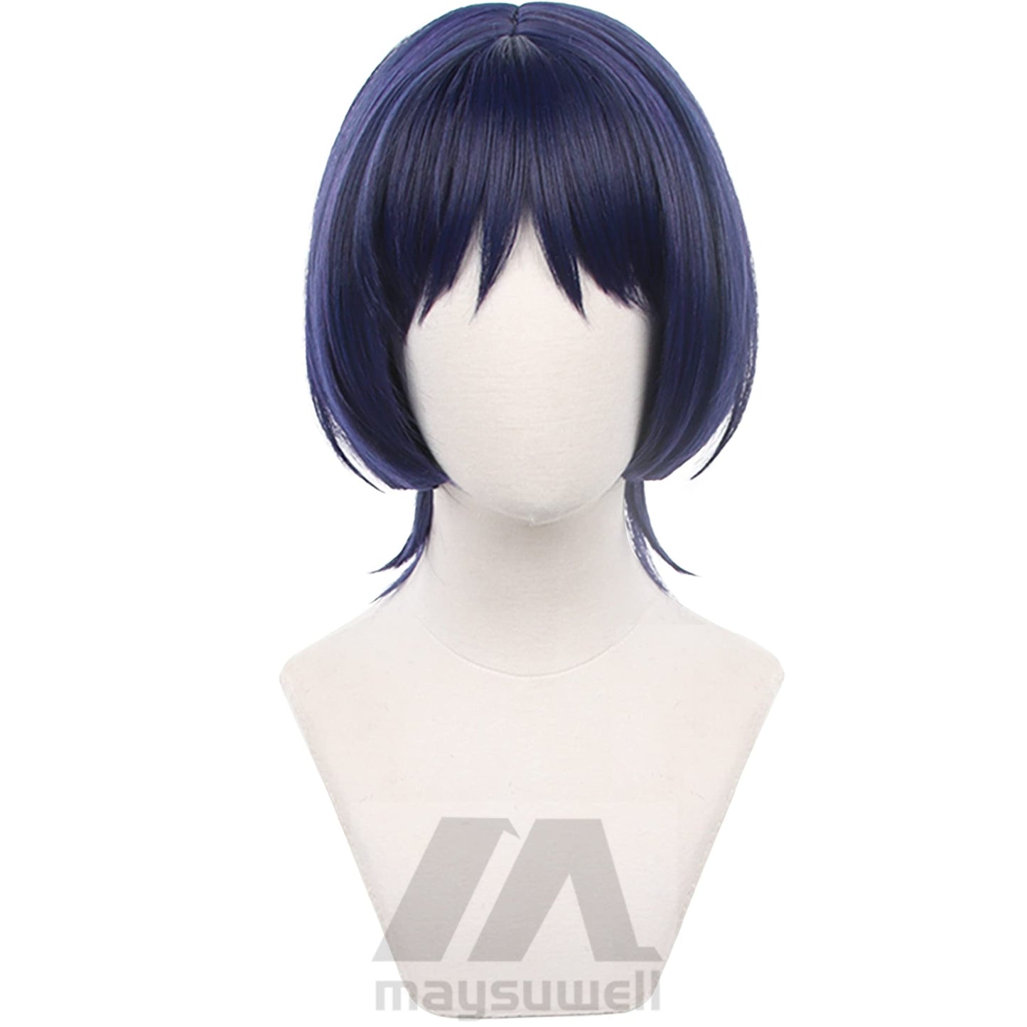 Wanderer Cosplay Wig Genshin Impact Anime Scaramouche Dark Purple Short Hair with Free Wig Cap for Comic Con, Cosplay show, Halloween