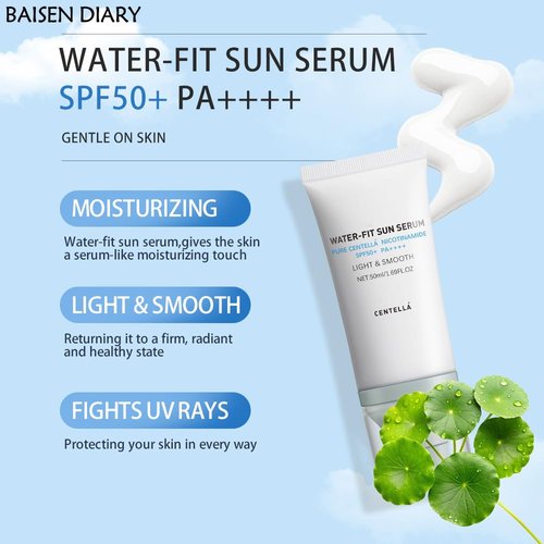 Baisen Diary Centella Sunscreen SPF 50 PA++++ | Lightweight Hydrating Sun Serum for Sensitive Skin