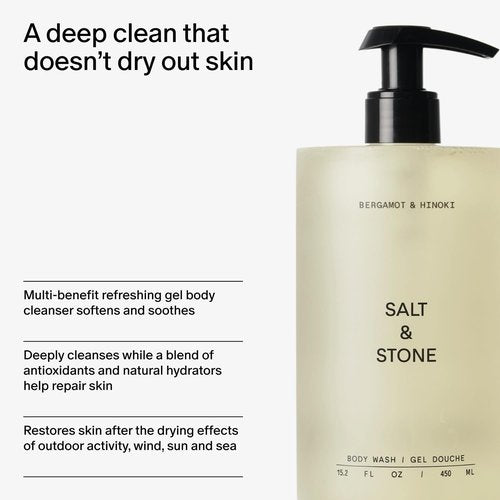 Salt & Stone Body Wash - Antioxidant-Rich Formula for Deep Moisture | Unisex, Sulfate & Paraben Free, 15.2 fl oz
