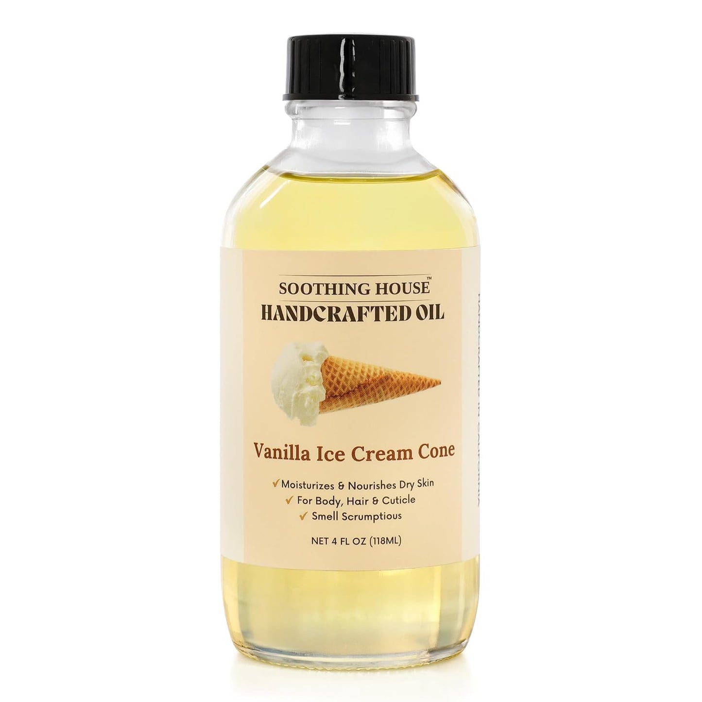 Vanilla Ice Cream Cone Body Oil - Premium Non-Greasy Moisturizer for Glowing Skin | 4 Fl Oz