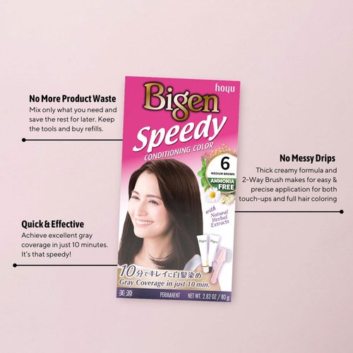 Bigen Speedy Conditioning Color Kit - Medium Brown | 3 Pack for Quick and Vibrant Hair Color