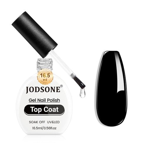 JODSONE Gel Top Coat - No Wipe Clear Glossy Finish for Long-Lasting Nail Art | 16.5ml Cured with UV Lamp