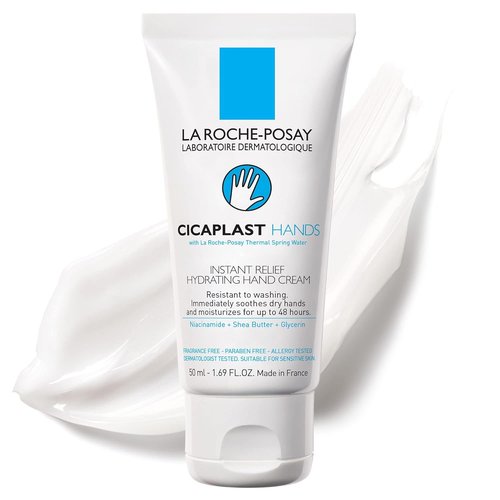 La Roche-Posay Cicaplast Hand Cream - Instant Relief Moisturizing Lotion for Dry, Cracked Hands | Non-Greasy, Fragrance-Free