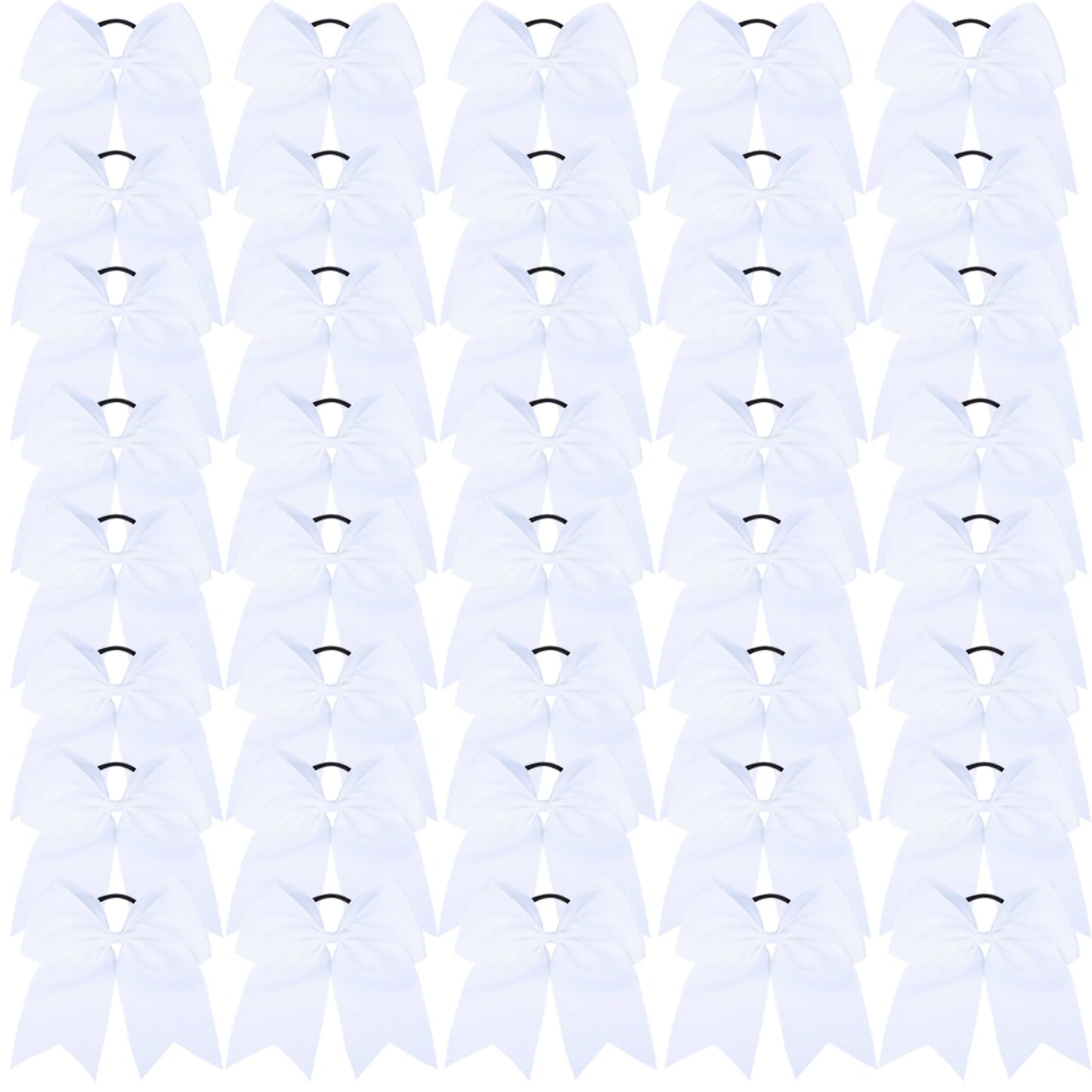 chiduerm 40Pcs 8" Large Cheer Hair Bows Grosgrain Ribbon Elastic Bands Handmade Ponytail Holder for Cheerleading Girls School College Sports (white)