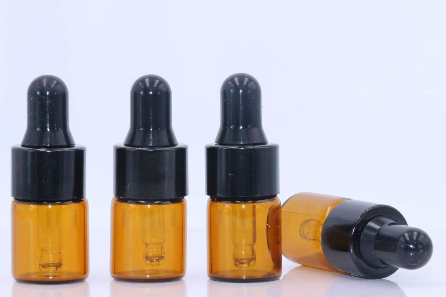 30Pcs Amber Glass Dropper Bottles Mini Empty Sample Vials Essential Oil Dropping Bottles Perfume Jars Cosmetic Container with Glass Eye Dropper and Black Caps (2ml)