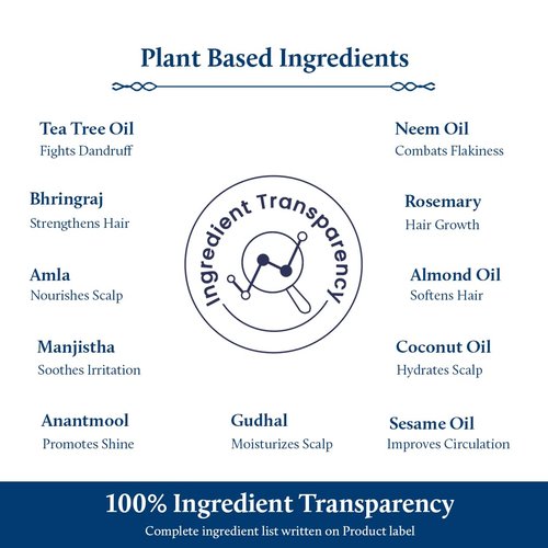 Blue Nectar Tea Tree Oil for Hair | Natural Anti Dandruff Oil for Scalp | Ayurvedic Plant Based Neem Amla Hair Oil (12 Herbs, 3.38 Fl Oz)