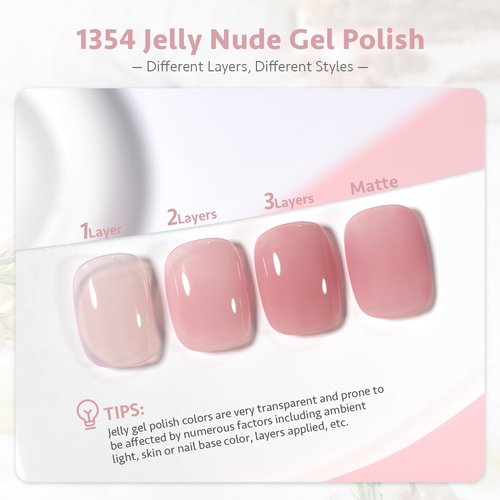 GAOY Sheer Maroon Gel Nail Polish, 16ml Jelly Pink Burgundy Translucent Color 1354 UV Light Cure Gel Polish for Nail Art DIY Manicure and Pedicure at Home