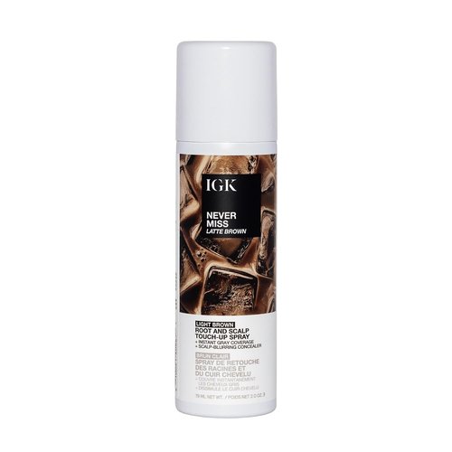 IGK NEVER MISS Root & Scalp Touch-Up Spray – Light Brown | Temporary Gray Root Concealer for Thinning Hair | Waterproof, Sweat-Resistant, No Flaking | With Biotin, Rosemary & Squalane | 2oz
