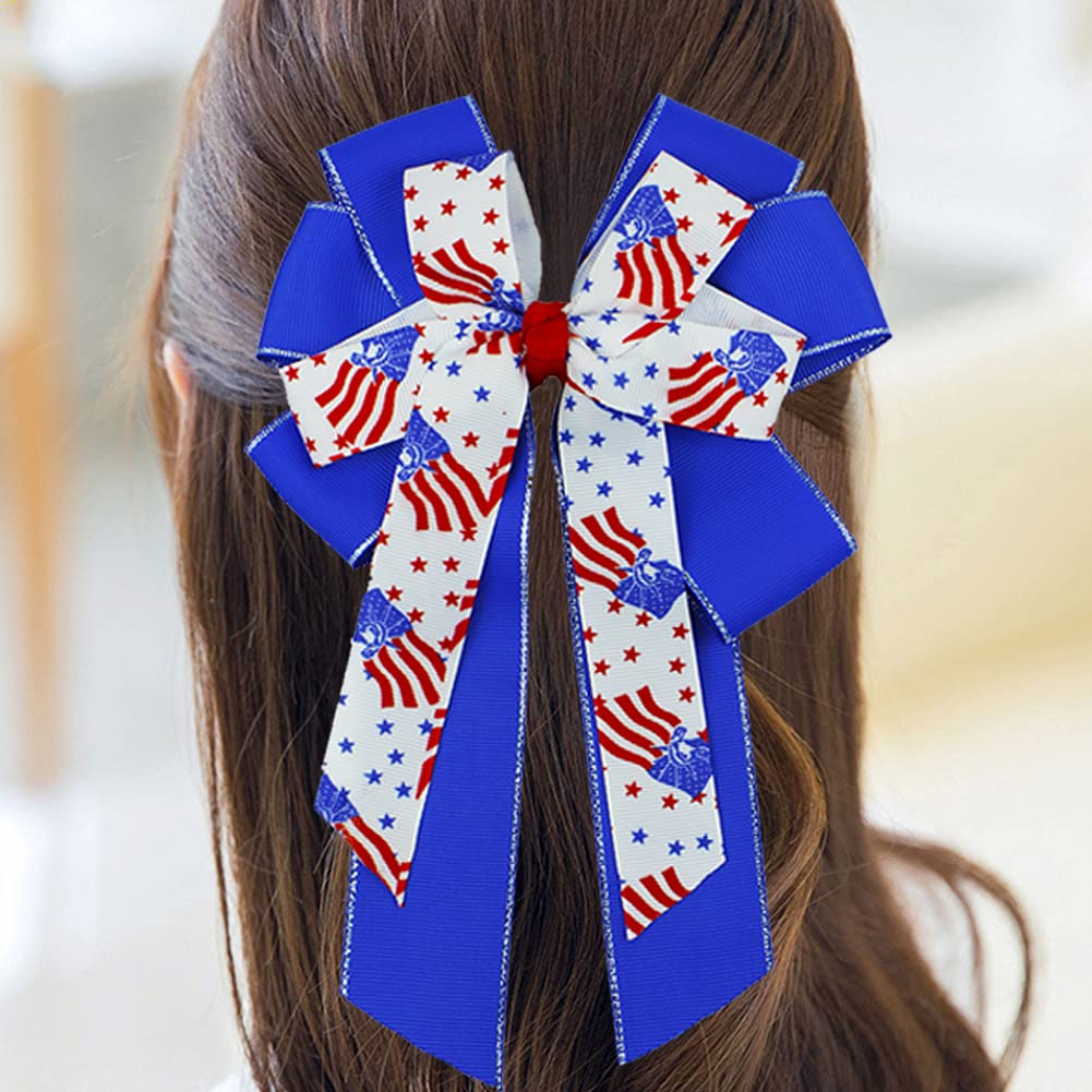 Flag Clips Patriotic Hairwear July 4th Hair Accessories Cheerleader Hairpin Hair Bows for Girls Women (3C)