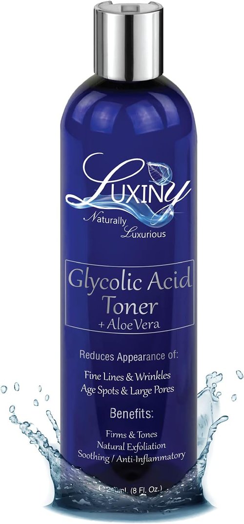 Glycolic Acid Toner - AHA & BHA Facial Toner with Organic Witch Hazel | Hydrating 8 oz for Acne-Prone Skin