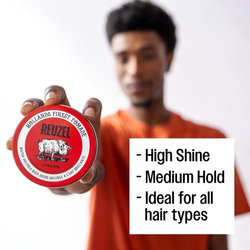 Reuzel Red Pomade - Medium Hold, Water Soluble Styling Cream | High Shine, Flake-Free, Easy Wash Out