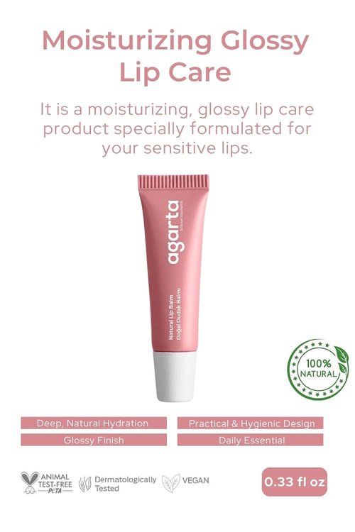 Agarta Moisturizing Lip Care Balm - Hydrating Daily Conditioner for Soft, Glossy Lips | Vegan Formula - 0.34 fl oz