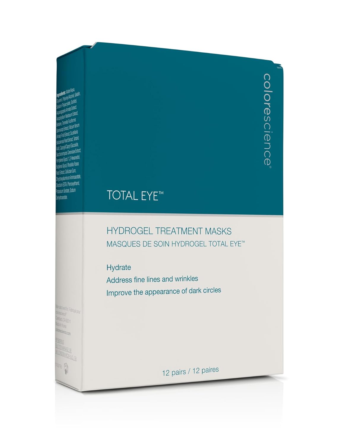Colorescience Total Eye Hydrogel Treatment Masks - Revitalize & Hydrate Your Eyes | 12 Count