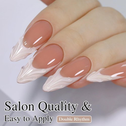 Double Rhythm 15ML Gel Polish Pure Sheer Same Color Same Bottle Soak Off Gel Polish Art Manicure Salon DIY at Home for Women (Pink White-A1479)