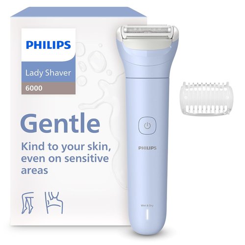 Philips Lady Shaver Series 6000 - Cordless Wet & Dry Electric Shaver with 3-Blade System | 80 Mins Runtime