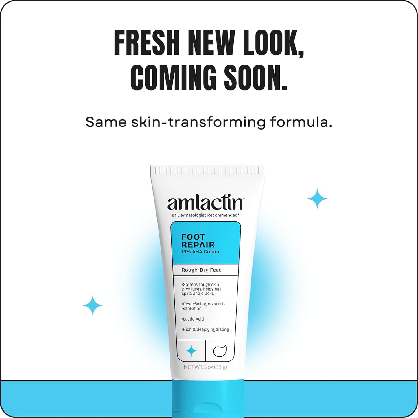 AmLactin Foot Repair Cream - Therapeutic Moisturizer for Dry, Cracked Heels - 15% Lactic Acid AHA - 3 oz