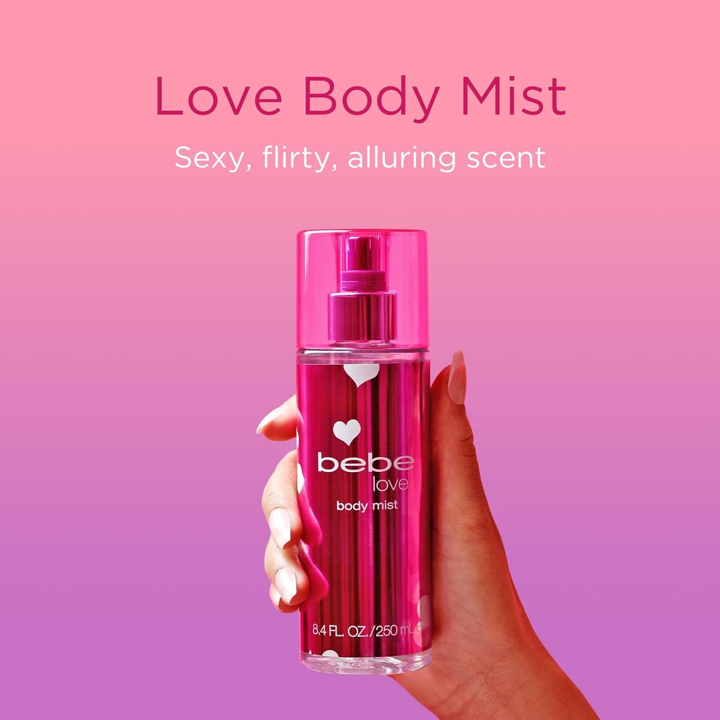 Bebe Love Body Mist - Floral Fruity Body Spray for Women - Romantic Scent with Sicilian Lemon & Redcurrant - 8.4 oz