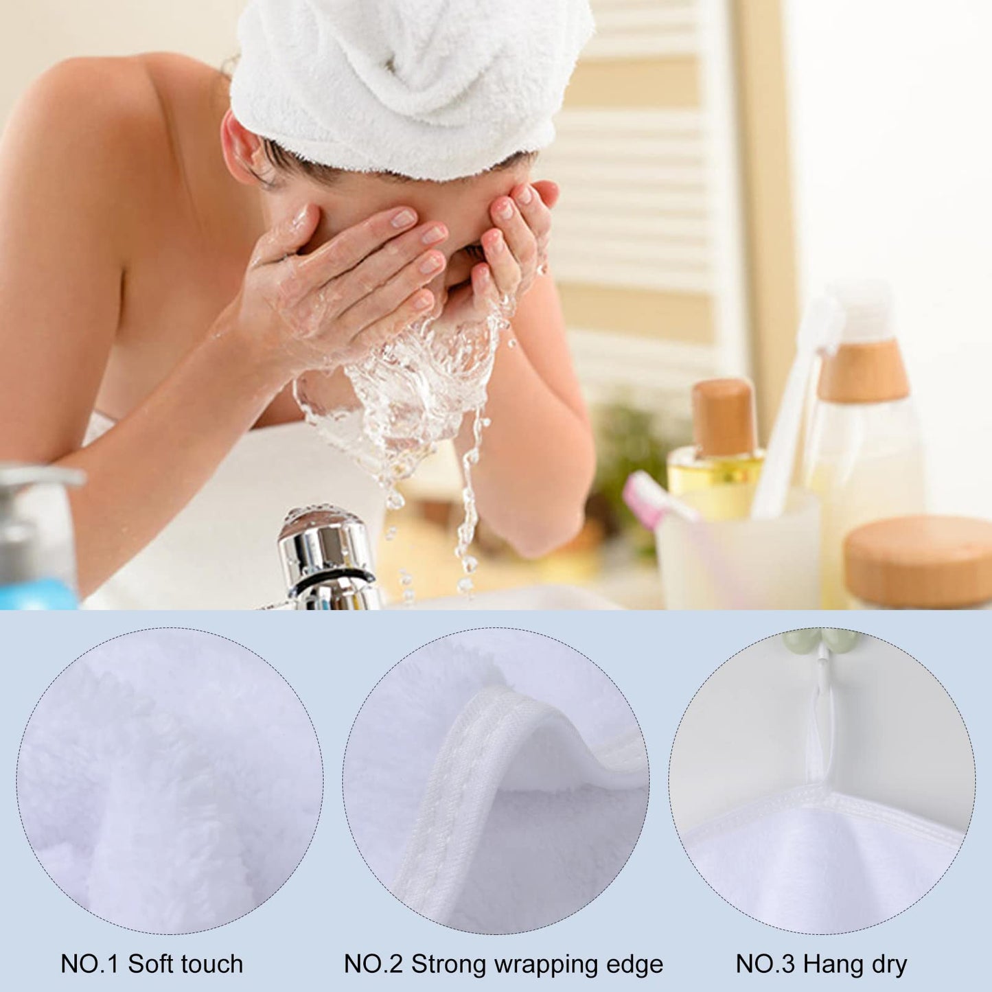 SINLAND Microfiber Facial Cloths Fast Drying Washcloth 8inch x 8inch Absorbent Face Wash Cloth Soft Makeup Remover Cloths